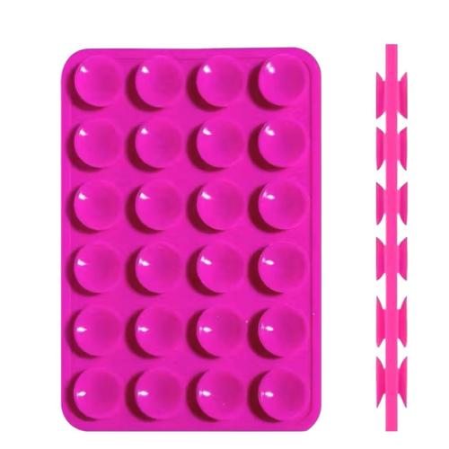 Suport Silicon Duo Lemontti LEMSSDVTMG cu ventuze pentru telefon (Magenta)