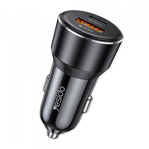 Incarcator Auto Yesido Y64, 50W, 3A, 1 x USB-A - 1 x USB-C (Negru)