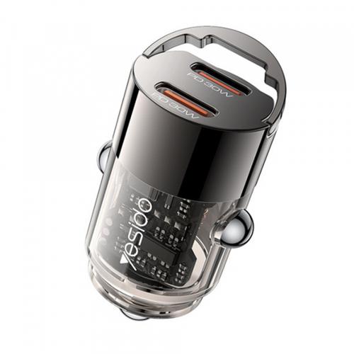 Incarcator Auto Yesido Y69, 30W, 3A, 2 x USB-C, Negru