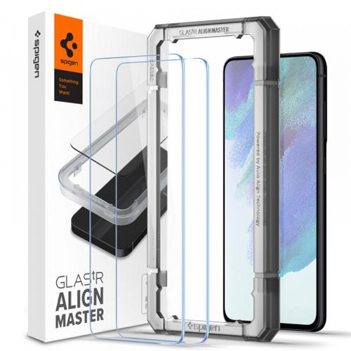 Folie de protectie Ecran Spigen GlastR Align Master pentru Samsung Galaxy S21 FE 5G G990, Sticla Securizata, Full Glue, Set 2 bucati