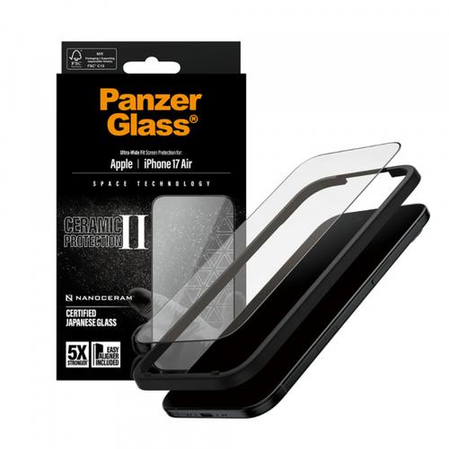 Folie de protectie Ecran PanzerGlass Ultra-Wide Ceramic II EasyAligner pentru Apple iPhone Air, Sticla Securizata, Full Glue