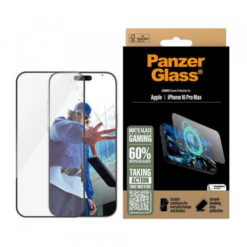Folie de protectie Ecran Matte PanzerGlass Ultra-Wide Fit Gaming pentru Apple iPhone 16 Pro Max, Sticla Securizata, Full Glue