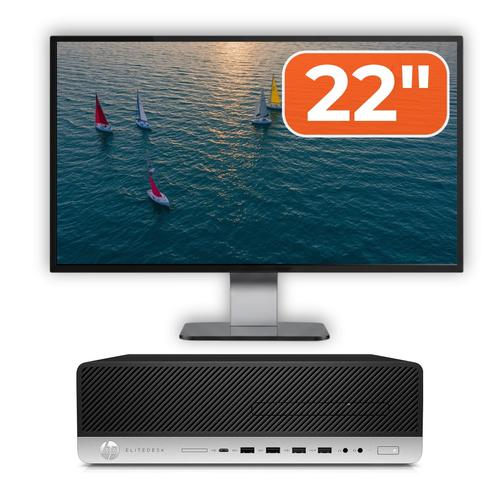 Pachet Calculator Refurbished HP EliteDesk 800 G5 SFF, Intel Core i5-9400 3.00-4.40GHz, 8GB DDR4, 256GB SSD + 22" Monitor
