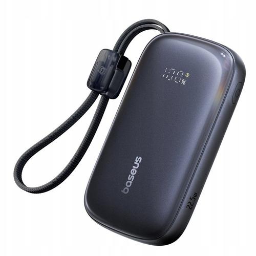 Baterie externa Baseus EnerFill FC21 20.000 mAh Qpow 3 Ultra Digital, cablu detasabil USB-C la Lightning, 22.5W (Negru)
