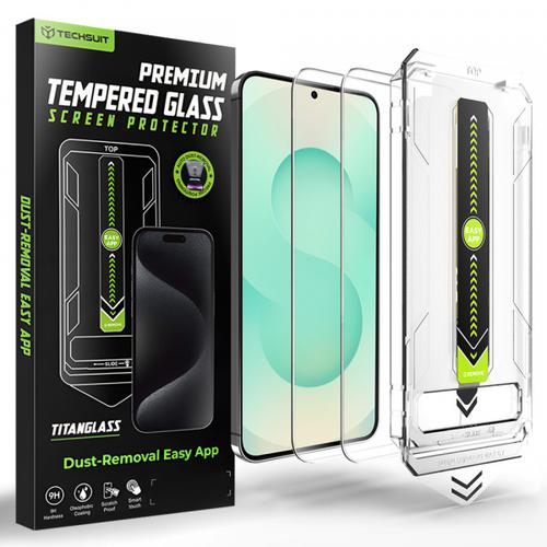 Folie de protectie Ecran Techsuit TitanGlass CrystalHD pentru Samsung Galaxy S26 Plus, Sticla Securizata, Full Glue, Set 2 bucati