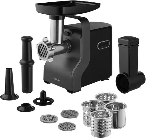 Masina de tocat carne Sencor SMG5400BK, 700 W - 2100 W, Atasamente carnati si Kebbe (Negru/Argintiu)