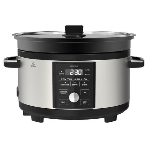 Slow Cooker Sencor SPR5520SS, 5.5 l, 1000 W, 5 programe predefinite (Argintiu)