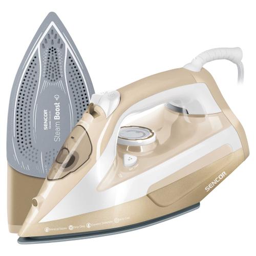 Fier de calcat Sencor SSI6110GD, 2600 W, Debit de abur 35 g/min, Anti-calcar, Rezervor 470 ml, Jet de abur 160 g/min (Alb/Crem)