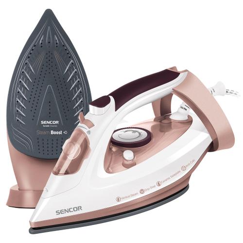 Fier de calcat Sencor SSI3520RS, 3100 W, Debit de abur 35 g/min, Rezervor 0.28 l, Jet de abur 170 g/min (Alb/Roz)