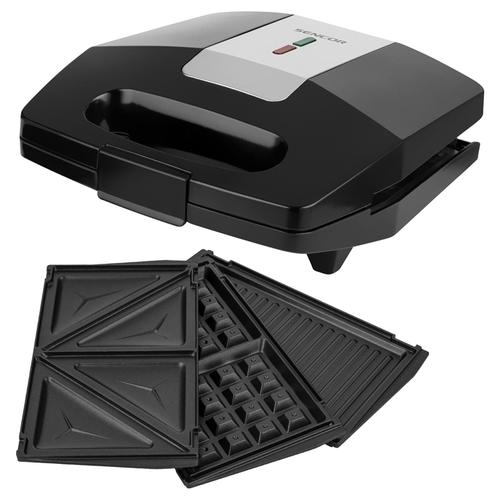 Sanwich maker 3in1 Sencor SSM9410SS, 700 W, 3 seturi de placi interschimbabile, Indicator functionare, Suprafata anti-aderenta (Negru)