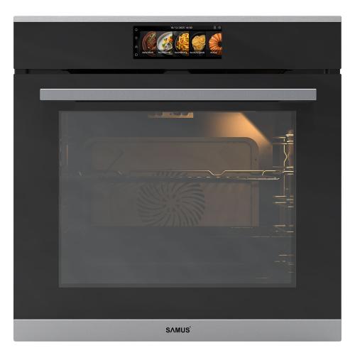 Cuptor incorporabil Samus SC634GDT15H, 74 l, 15 functii, Curatare catalitica, Grill, Ventilator, Touch Control (Negru)