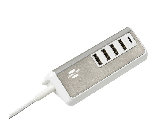 Statie de incarcare Brennenstuhl 214239, 4x USB, 1x USB-B 20W (Alb/Gri)