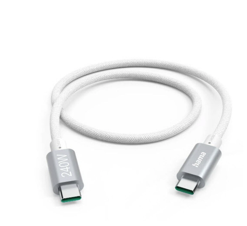 Cablu incarcare 201721, Hama USB-C - USB-C, 240W, USB, 1.5m (Alb)