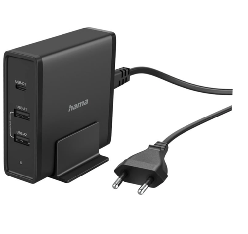 Statie de incarcare Hama 200017, 1 x USB-C, 2 x USB, 65W (Negru)