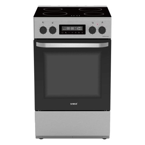 Aragaz Samus SM669VDE, Electric, 4 zone de gatit vitroceramice, 59 l, Timer digital, Touch Control, Display digital (Inox)