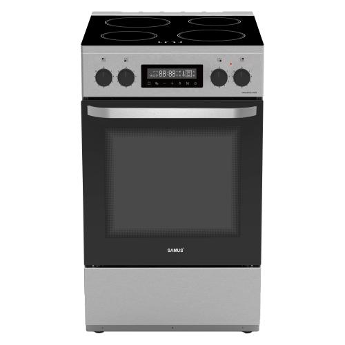 Aragaz Samus SM569VDE, Electric, 59 l, Timer, 4 zone de gatit vitroceramice, Touch control, 9000 W (Inox)