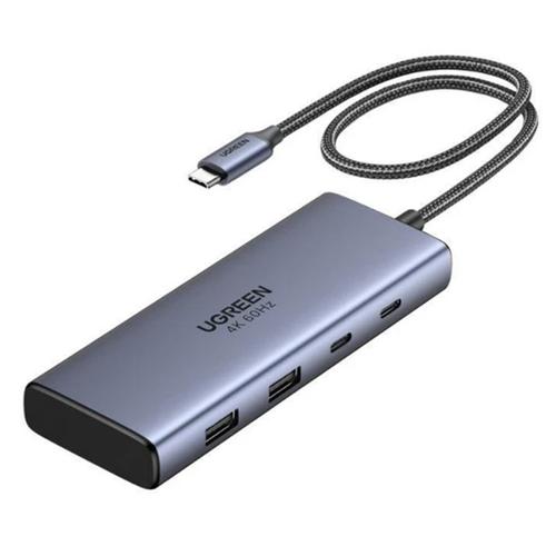 Hub UGREEN CM498-45379 7 in 1 USB-C la 2x USB-A 3.2, 3x USB-C, 2x HDMI (Gri)