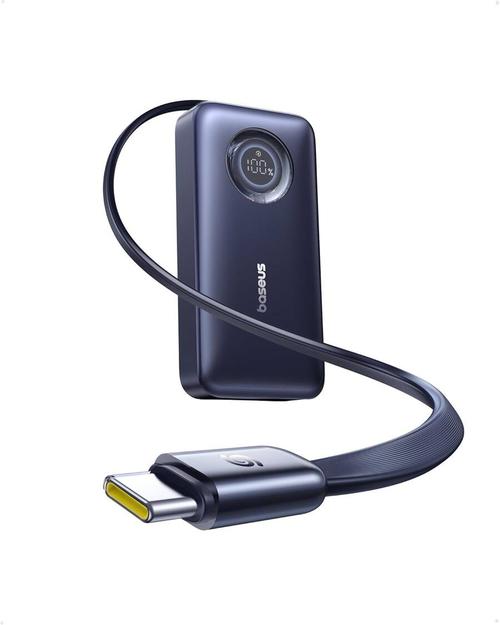Acumulator extern Baseus EnerCore CR11 E0027G01, 10.000 mAh, 45W, cu cablu USB-C retractabil (Negru)