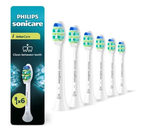 Rezerve Philips Sonicare I InterCare HX9006/87, pachet de 6 capete de periere, Standard, click-on, sincronizarea modurilor BrushSync (Alb)