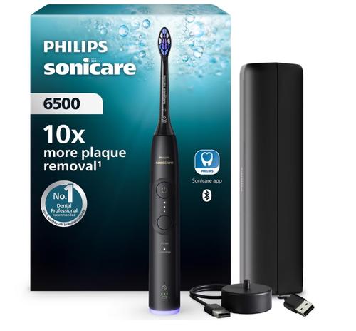 Periuta de dinti electrica Philips Sonicare HX7411/10, 62.000 miscari/minut, autonomie 21 zile, 3 moduri de periere,3 intensitati, senzor presiune luminos, functia BrushSync, capat de periere Senstive, toc transport (Negru)