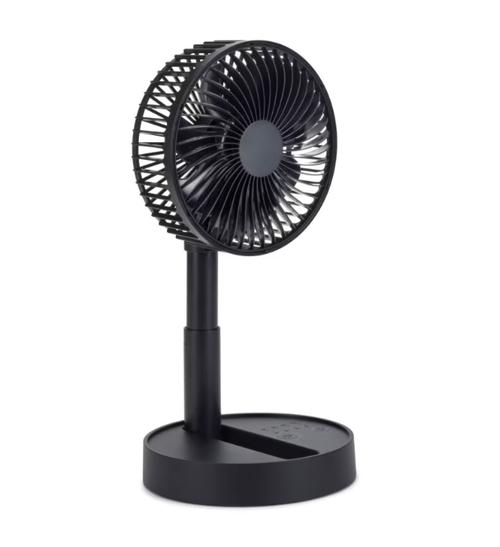 Ventilator de birou reincarcabil Livoo DOM510N, 4 viteze, diametru 15 cm, acumulator 1800 mAh, 11 ore autonomie, baza antiderapanta (Negru)