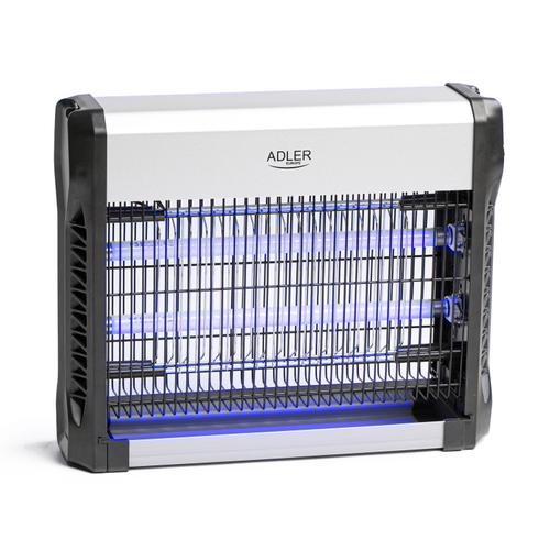 Lampa electrica cu lumina UV anti insecte Adler AD 7934, 23,7 W, Doua surse de lumina (Argintiu/Negru)