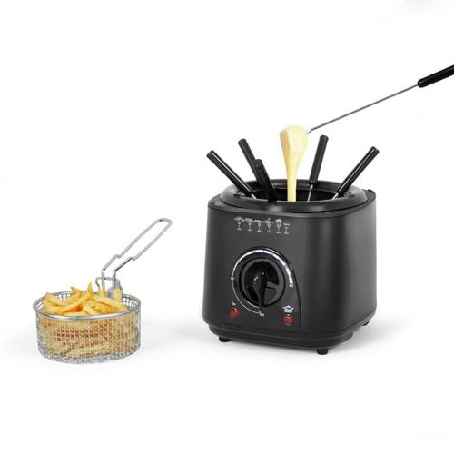Friteuza electrica si set fondue Livoo ON1019N, 950W, capacitate 1L, termostat reglabil, capac detasabil, protectie la supraincalzire (Negru)