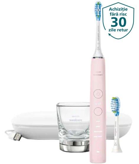 Periuta de dinti electrica Philips Sonicare DiamondClean HX9911/29, 62000 Miscari/Minut, 4 Moduri de curatare, 3 Intensitati (Roz)