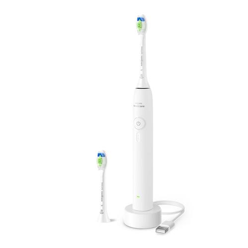 Periuta electrica Philips Seria 3100 HX4032/21, 3 viteze, SmartTimer si Quadpacer, 2 capete incluse, Autonomie pana la 14 zile (Alb)