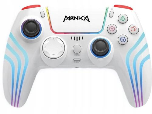 Controller Wireless MONKA CONTRA GT-96, Bluetooth, Multi-Platforma PS4 / PS3 / PC / Switch / Android / iOS13 sau mai mult, Feedback imersiv, Efect Hall, Jack 3.5mmm (Alb)