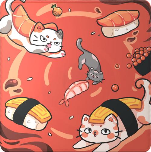 Mouse Pad Dark Project Sushi Cats Pro, L, 490 x 490 x 4 mm (Rosu)