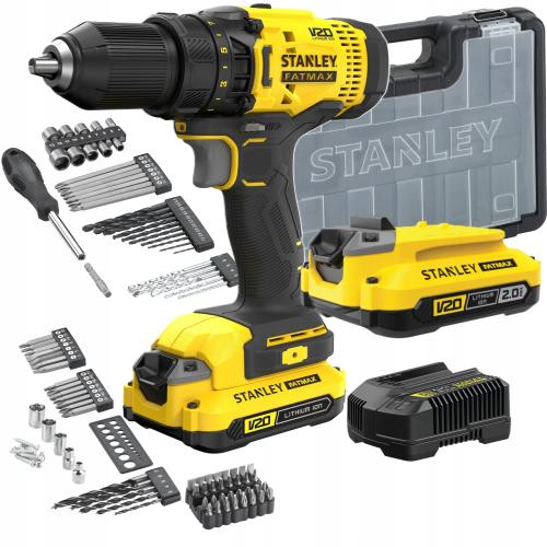 Set Masina de gaurit si insurubat Stanley SFMCD700D2A-QW, 18V V20, 2x Baterie 2Ah, set 100 accesorii, valiza