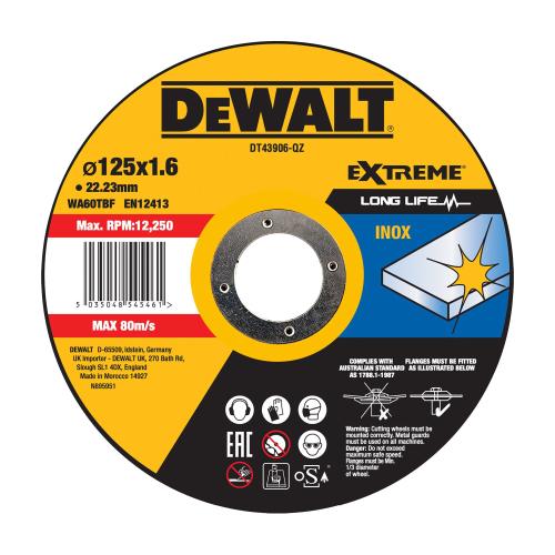 Disc DeWALT DT43906-QZ pentru taiere inox 125x1.6mm