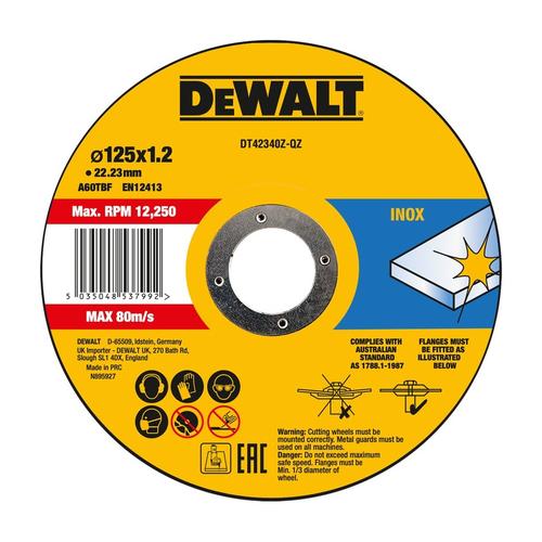 Disc taiere inox Dewalt DT42340Z, 125x22.23x1.2mm