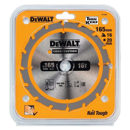 Disc pentru fierastrau circular DeWalt DT1949-QZ, Metal, Pentru lemn, 165/20mm, Argintiu