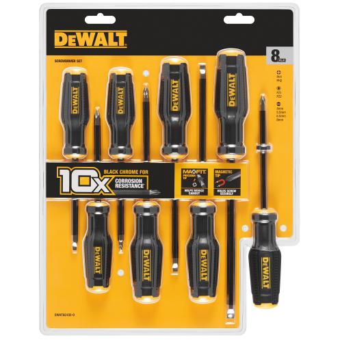Set surubelnite 8 piese DeWALT DWHT65102-0 TOUGHSERIES, rezistenta la coroziune 10x, lame otel S2, varfuri MAX FIT pentru contact optim, maner bi-material confortabil