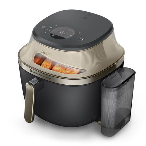 Friteuza cu aer cald Philips NA543/00, 7.2 L, 2000 W, 12 programe, Termostat reglabil 40-200 C (Negru/Auriu)