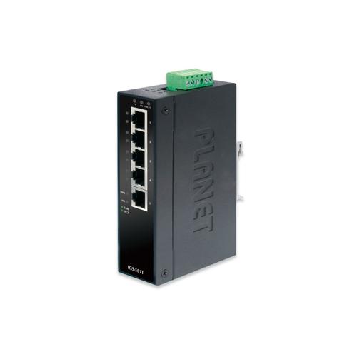 Switch slim, tip 5 porturi, Industrial, Planet, IP30, Negru