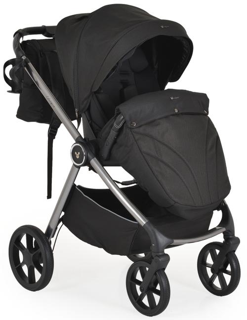 Carucior 3 in 1 Cangaroo Unique, 0 - 22 kg, Cos nou-nascut, Scaun, Scoica auto i-Size 40-87 cm, Geanta de accesorii, Negru