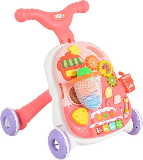 Premergator 2 în 1 Moni Toys Basket HE0815, functii interactive muzicale, Roz