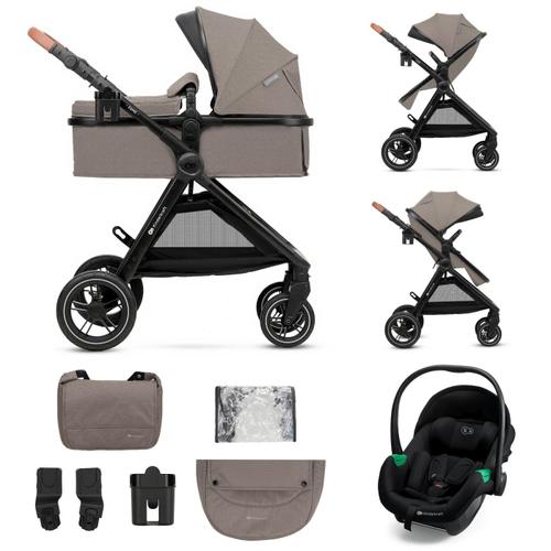 Carucior 3in1 Kinderkraft Esme Pro, 0 - 25kg, landou, geanta accesorii, scaun auto MINK PRO 2 2 i-Size, Bej