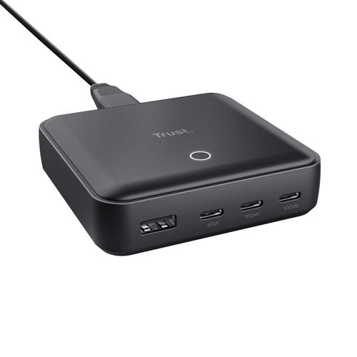 Statie de incarcare Trust 25242, MAXO, 100W, 4-porturi, USB-C, 85x85x25mm, Negru