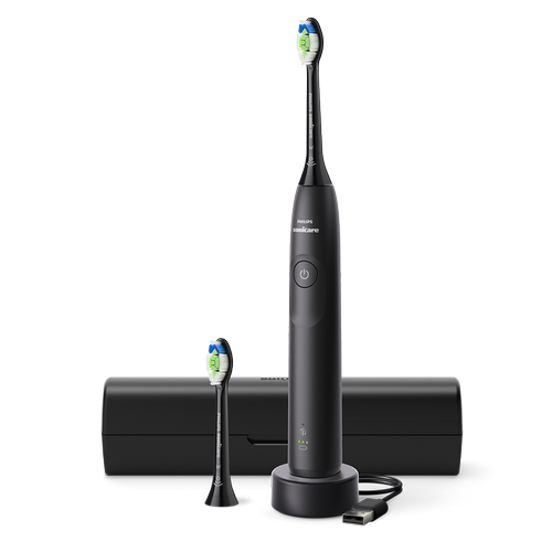 Periuta de dinti electrica Philips Sonicare 5300 HX7101/03, 2 viteze, 62000 miscari/minut, 2 capete incluse, Husa calatorie (Negru)