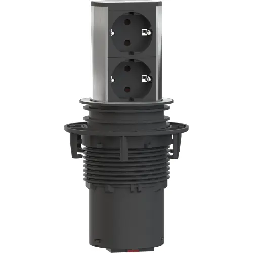 Multipriza incorporabila Bachmann Elevator 2xSchuko, 2 prize, cordon 2 m + fisa Schuko montabila, Negru