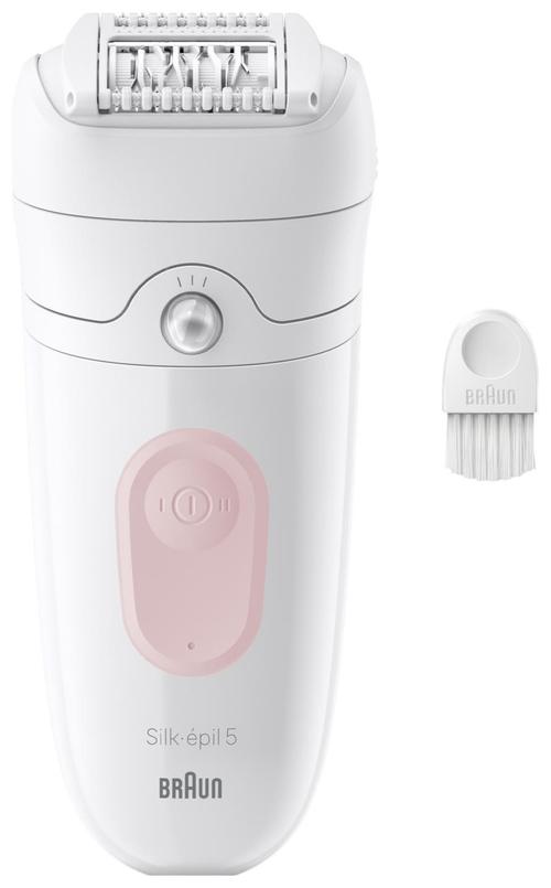 Epilator Braun Silk-epil 5 5-000 Wet & Dry, MicroGrip, Smart Light, 28 de pensete, 2 viteze (Alb/Roz)