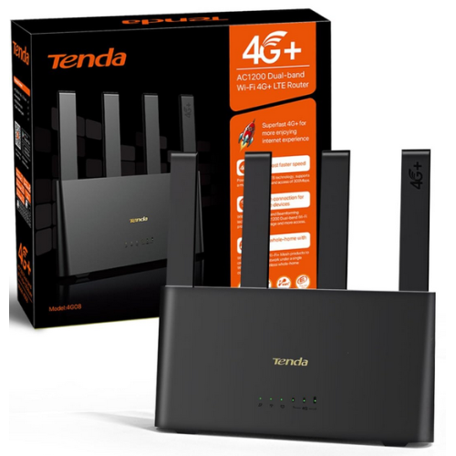 Router Wireless Tenda 4G08, 1x LAN, Dual Baand, Gigabit, Negru