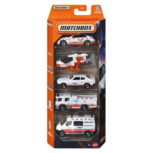 Set 5 masinute Matchbox - MBX Rescue V1, scara 1:64