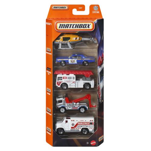 Set 5 masinute Matchbox - MBX Rescue V2, scara 1:64