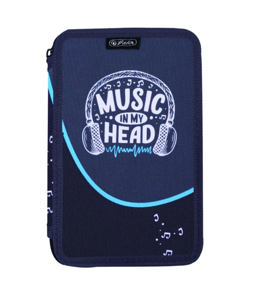 Penar neechipat Herlitz, 3 fermoare, dimensiune 20 x 6 x 13 cm, motiv Music