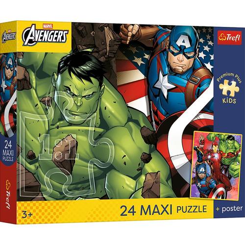 Puzzle Trefl Maxi Premium Plus Kids Razbunatorii Eroii Viselor, poster inclus, 24 de piese
